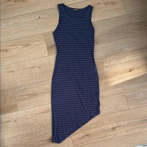 Express Blue and Black Asymmetrical Bodycon Dress